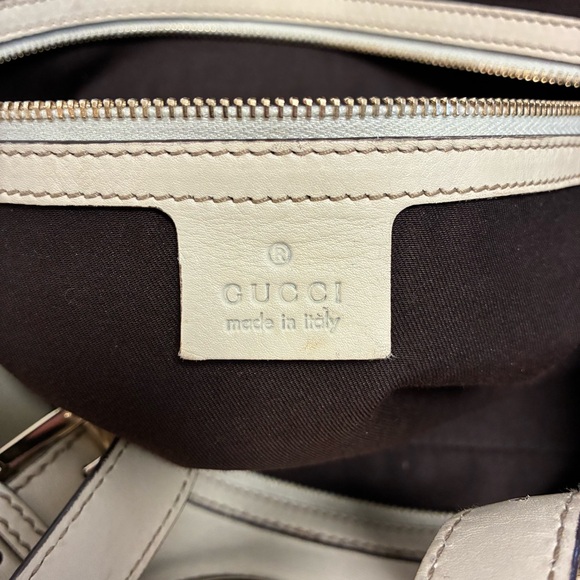 Gucci Britt Boston Cream Leather Women's Bag - Picture 10 of 12